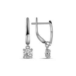 Cercei din aur alb cu pietre Cubic Zirconia Incolor