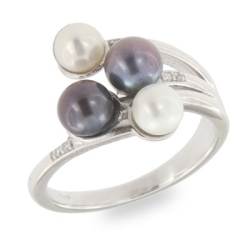 Inel din argint  cu pietre Cubic Zirconia Incolor, Perla Imit.