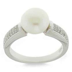 Inel din argint  cu pietre Cubic Zirconia Incolor, Perla Imit.