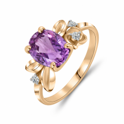 Inel din aur roz cu Cubic Zirconia Incolor, Ametist