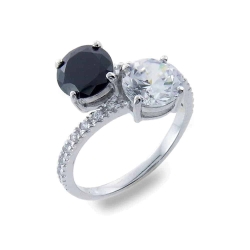 Inel din argint  cu pietre Cubic Zirconia Incolor, Cubic Zirconia Negru