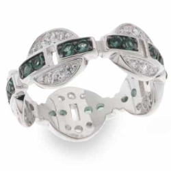 Inel din argint  cu pietre Cubic Zirconia Incolor, Cubic Zirconia Verde