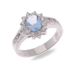 Inel din argint  cu pietre Cubic Zirconia Incolor, Cubic Zirconia Albastru