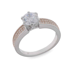 Inel din argint placat cu aur  cu pietre Cubic Zirconia Incolor