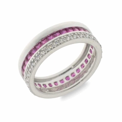 Inel din argint  cu pietre Cubic Zirconia Incolor, Cubic Zirconia Roz