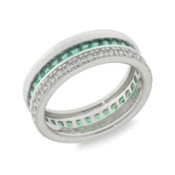 Inel din argint  cu pietre Cubic Zirconia Incolor, Cubic Zirconia Verde