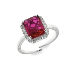 Inel din argint  cu pietre Cubic Zirconia Incolor, Cubic Zirconia Roșu