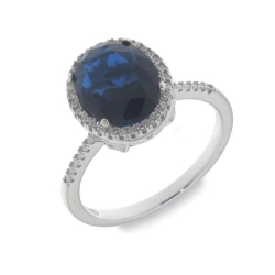 Inel din argint  cu pietre Cubic Zirconia Incolor, Cubic Zirconia Albastru