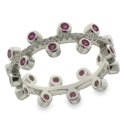 Inel din argint  cu pietre Cubic Zirconia Incolor, Cubic Zirconia Roșu