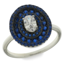 Inel din argint  cu pietre Cubic Zirconia Incolor, Cubic Zirconia Albastru