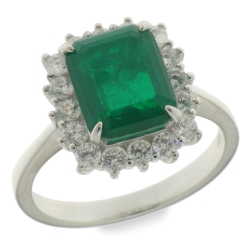 Inel din argint  cu pietre Cubic Zirconia Incolor, Cubic Zirconia Verde