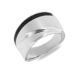 Inel din argint  cu pietre Cubic Zirconia Negru