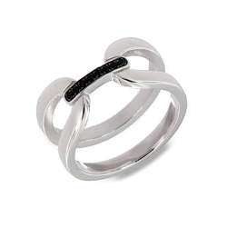 Inel din argint  cu pietre Cubic Zirconia Negru