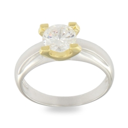 Inel din argint placat cu aur  cu pietre Cubic Zirconia Incolor