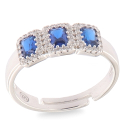 Inel din argint  cu pietre Cubic Zirconia Incolor, Cubic Zirconia Albastru