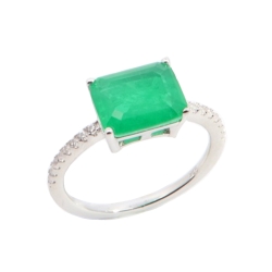 Inel din argint  cu pietre Cubic Zirconia Incolor, Cubic Zirconia Verde