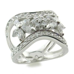 Inel din argint  cu pietre Cubic Zirconia Incolor