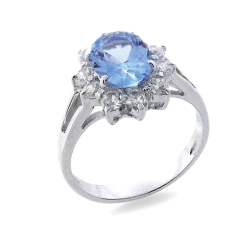 Inel din argint  cu pietre Cubic Zirconia Incolor, Cubic Zirconia Albastru