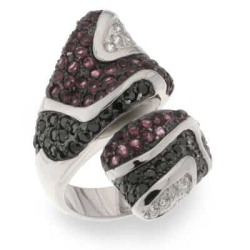 Inel din argint  cu pietre Cubic Zirconia Incolor, Cubic Zirconia Roșu și Cubic Zirconia Negru