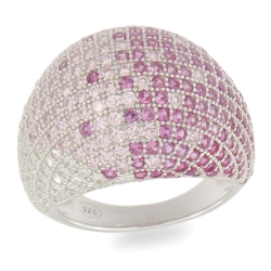 Inel din argint  cu pietre Cubic Zirconia Incolor, Cubic Zirconia Roz