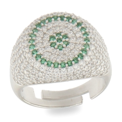 Inel din argint  cu pietre Cubic Zirconia Incolor, Cubic Zirconia Verde