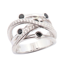 Inel din argint  cu pietre Cubic Zirconia Incolor, Safir Portocaliu