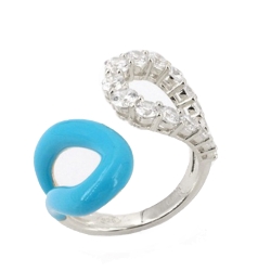 Inel din argint  cu pietre Cubic Zirconia Incolor, Finift