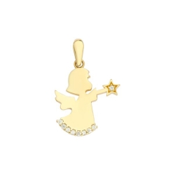 Pandantiv din aur galben cu pietre Cubic Zirconia Incolor
