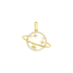 Pandantiv din aur galben cu pietre Cubic Zirconia Incolor