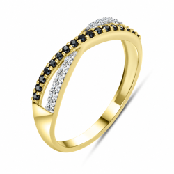 Inel din aur galben cu Cubic Zirconia Incolor, Safir Portocaliu