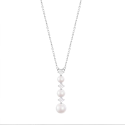 Colier din argint  cu pietre Cubic Zirconia Incolor, Perla Albă