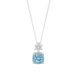 Colier din argint  cu pietre Cubic Zirconia Incolor, Cubic Zirconia Albastru