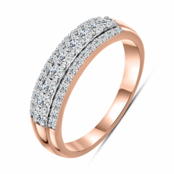 Inel din aur roz cu Cubic Zirconia Incolor
