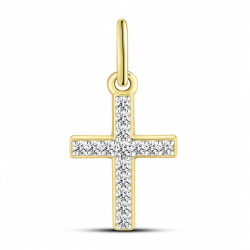 Cruce din aur galben cu Cubic Zirconia Incolor