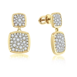 Cercei Pusete din aur galben cu pietre Diamant