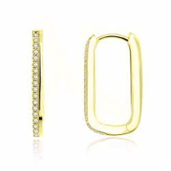 Cercei Creole din aur galben cu pietre Diamant