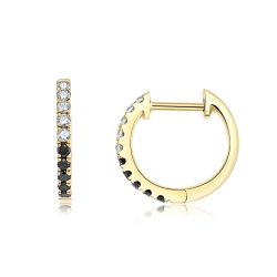 Cercei Creole din aur galben cu pietre Diamant negru, Diamant