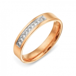Verighetă din aur roz cu pietre Cubic Zirconia Incolor
