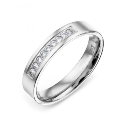Verighetă din aur alb cu pietre Cubic Zirconia Incolor