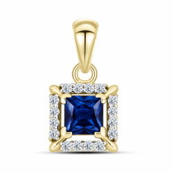 Pandantiv din aur galben cu Cubic Zirconia Incolor, Cubic Zirconia Albastru
