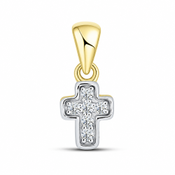Cruce din aur galben cu Cubic Zirconia Incolor