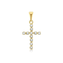 Cruce din aur galben cu pietre Diamant