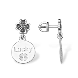 Cercei Pusete din argint  cu pietre Cubic Zirconia Negru