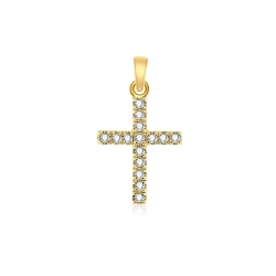 Cruce din aur galben cu pietre Diamant