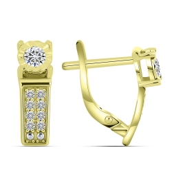 Cercei din aur galben cu pietre Diamant