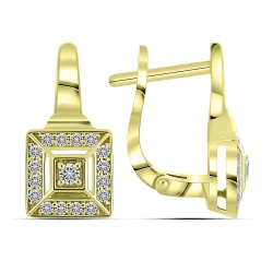 Cercei din aur galben cu pietre Diamant