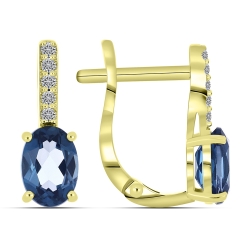 Cercei din aur galben cu pietre Diamant, Topaz London