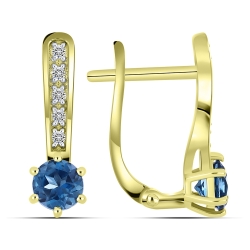 Cercei din aur galben cu pietre Diamant, Topaz London