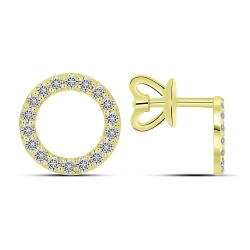 Cercei Pusete din aur galben cu pietre Diamant