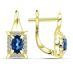Cercei din aur galben cu pietre Diamant, Topaz London